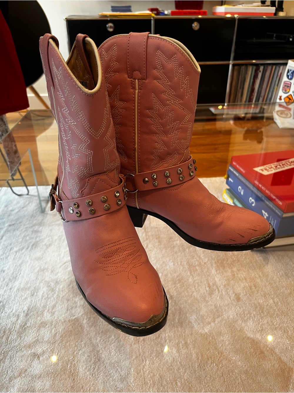 Girls pink rhinestone Durango cowgirl boots size 3D